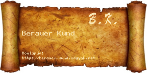 Berauer Kund névjegykártya